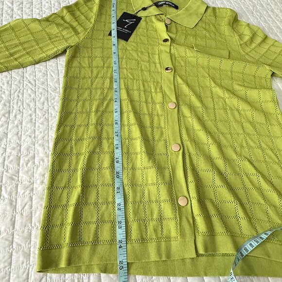 Gabby Isabella Lime Green Button-Up S Viscose/Nylon - Picture 10 of 10